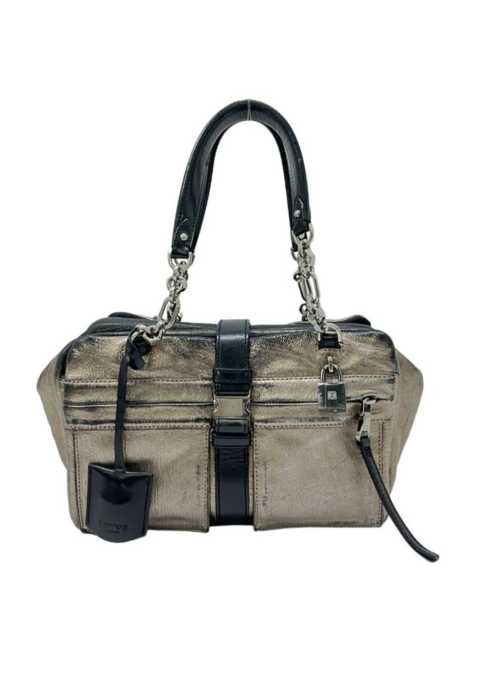 Loewe Handbag Laura 26 Silver Chain Handle Leather